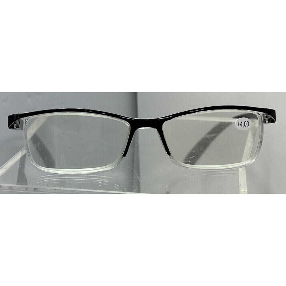 Przene 1 Pack Blue Light Blocking Glasses Half Rim Black 4.00 Strength New Retro